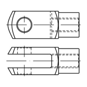 DIN71752 Gabelkopf ohne Federklappbolzen Form ES Stahl elektrolytisch verzinkt